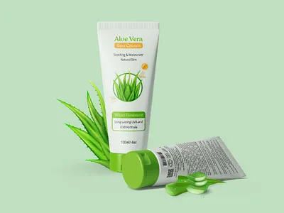 Aloe Vera Sun Cream label design clean design