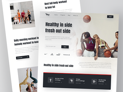 Sport - Healthy Website bodybuilding cardio clean excercise fitness gym health healthy healthy lifestyle landing page personal trainer sport training ui ux web website weight loss workout yoga