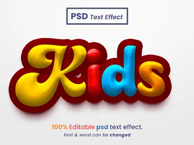 Kids Editable 3D Text Effect 3d 3d text effect animation design graphic design kids kids 3d kids text effect kids zone kits text effect ui kits