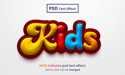 Kids Editable 3D Text Effect 3d 3d text effect animation design graphic design kids kids 3d kids text effect kids zone kits text effect ui kits