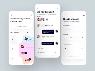Social Chatting App animation bot chat chatbot chats conversation interaction media message minimal network ofspace post prototype share social socialmedia talk ui ux