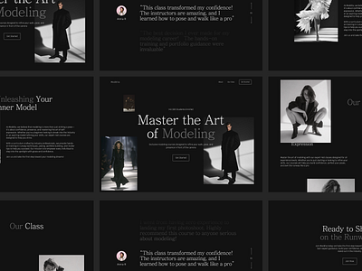 Modelia - Landing page exploration dark dark landing dark landing page dark mode landing page design e course elegant landing landing page minimal minimalism minimalist model landing page modelling class ui uiux uiuxdesigner ux website