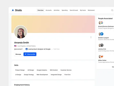 Stratis UI - Profile Page account clean component dashboard design details figma interface library minimal product profile settings ui ui design ui kit user ux ux design web