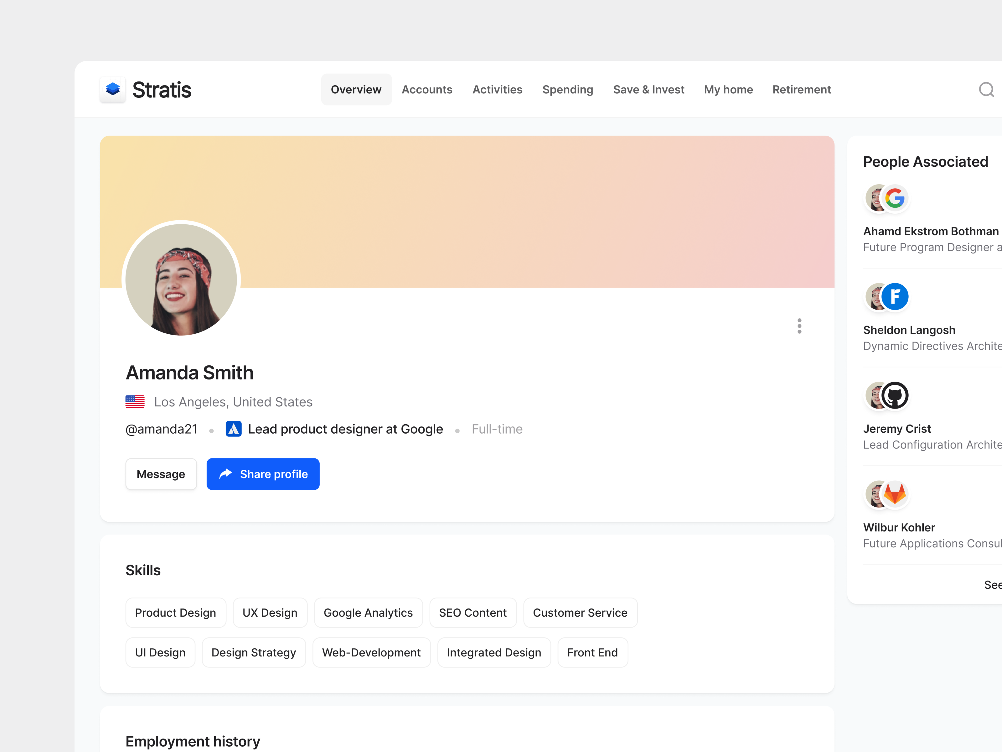 Stratis UI - Profile Page by Monty Hayton on Dribbble