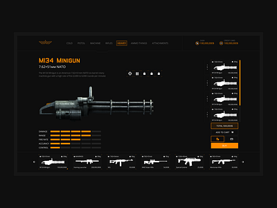 Gun Shop App Design - Dark Theme app app design clean csgo dark dota game games gta gun gun shop interface mobile app scifi shop trend ui user interface ux uxui