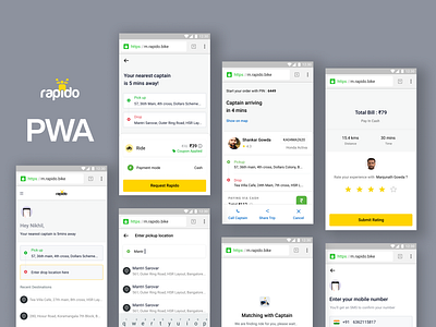 Rapido Lite - PWA Version bike taxi design india lite app minimal app mobile design mobile ui mobile ux mobility pwa rapido rapido bike taxi ui ux