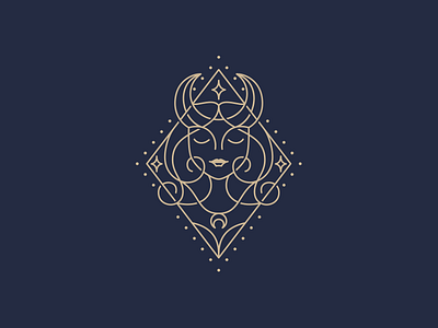 Taurus astrology character horns logo logotype moon nature stars taurus woman