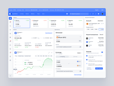 Crypto Wallet Dashboard Design Concept app ui bitcoin concept crypto crypto app crypto wallet cryptocurrency design ethereum financial interface ui visual design user interface ux wallet web web design