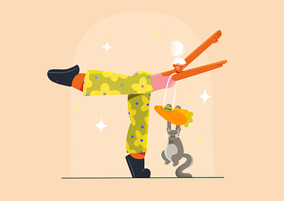 Posing with a kitty cat 🐈 2d adobe art branding cat character design commercial design editorial flat style grain graphic design hand drawn illustration kitty procreate texture vector vector illustration yoga