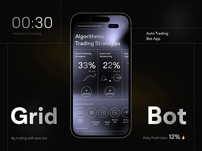 Trading Bot App after effects ai animation app bot crypto dark finance invest iphone mobile motion design robot trading ui ux