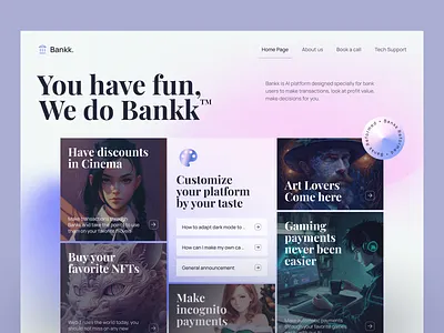 Bank Platform Landing Page Design ai bank bank account bank card banking banking app creative finance app financial fintech innovative landing page money transfer platform reimagined transactions