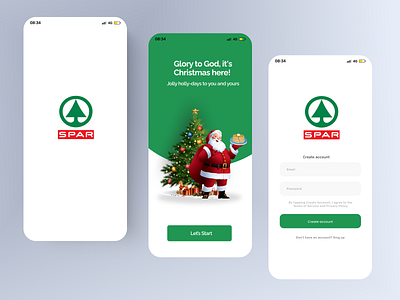 Splash screen and login screen for SPAR supermarket ecommerce login mobile splash screen ui user experiance