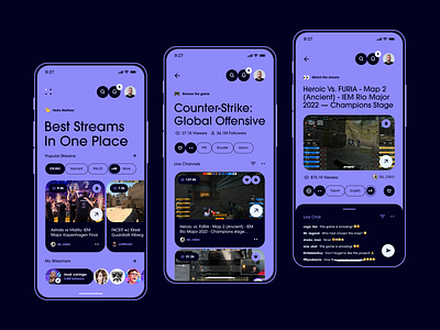 #28 - Mobile App Concept app application chat design esport gamer games gaming iphone mobile mobileapp player stream streamer streaming twitch ui ux video watching