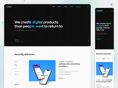 QarbonIT - Software House Landing Page app case studie design font gradient graphic design header landing page modern navigation software house ui ux website
