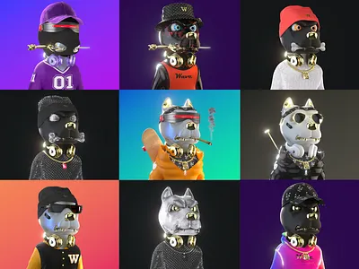 A Few "Bad" Metadogs 3d art 3d character 3d illustration 3d modeling character design character modeling nft art nft collection web 3