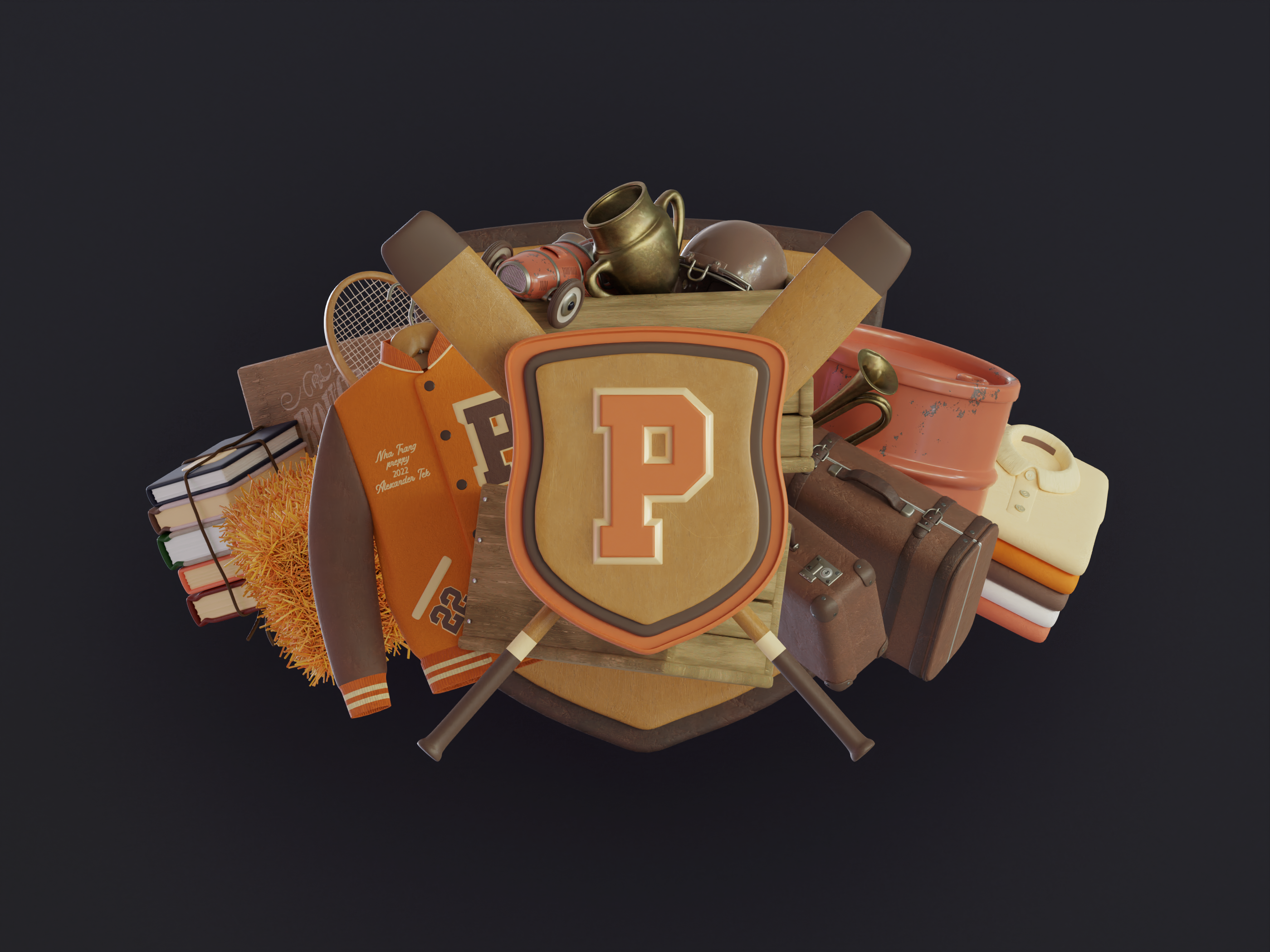 Preppy 3d illustration 3d 3d art 3d design 3d illustration app blender c4d digital art fashion heritage illustration nft polo preppy ralph lauren render retro ui ux varsity jacket