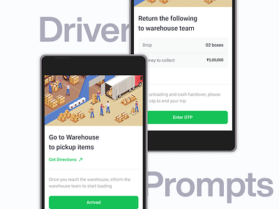 Driver Trip Prompts/Instructions arzooo arzooo design dashboard delivery delivery driver design driver driver app driver behaviour ecommerce ecommerce courier delviery ecommerce delivery ecommerce driver indian drivers logistics supply chain ui ux