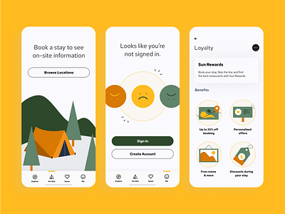 Empty States camping app illustration rewards ui ux