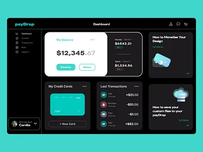 payDrop - Dashboard card dashboard ui widget