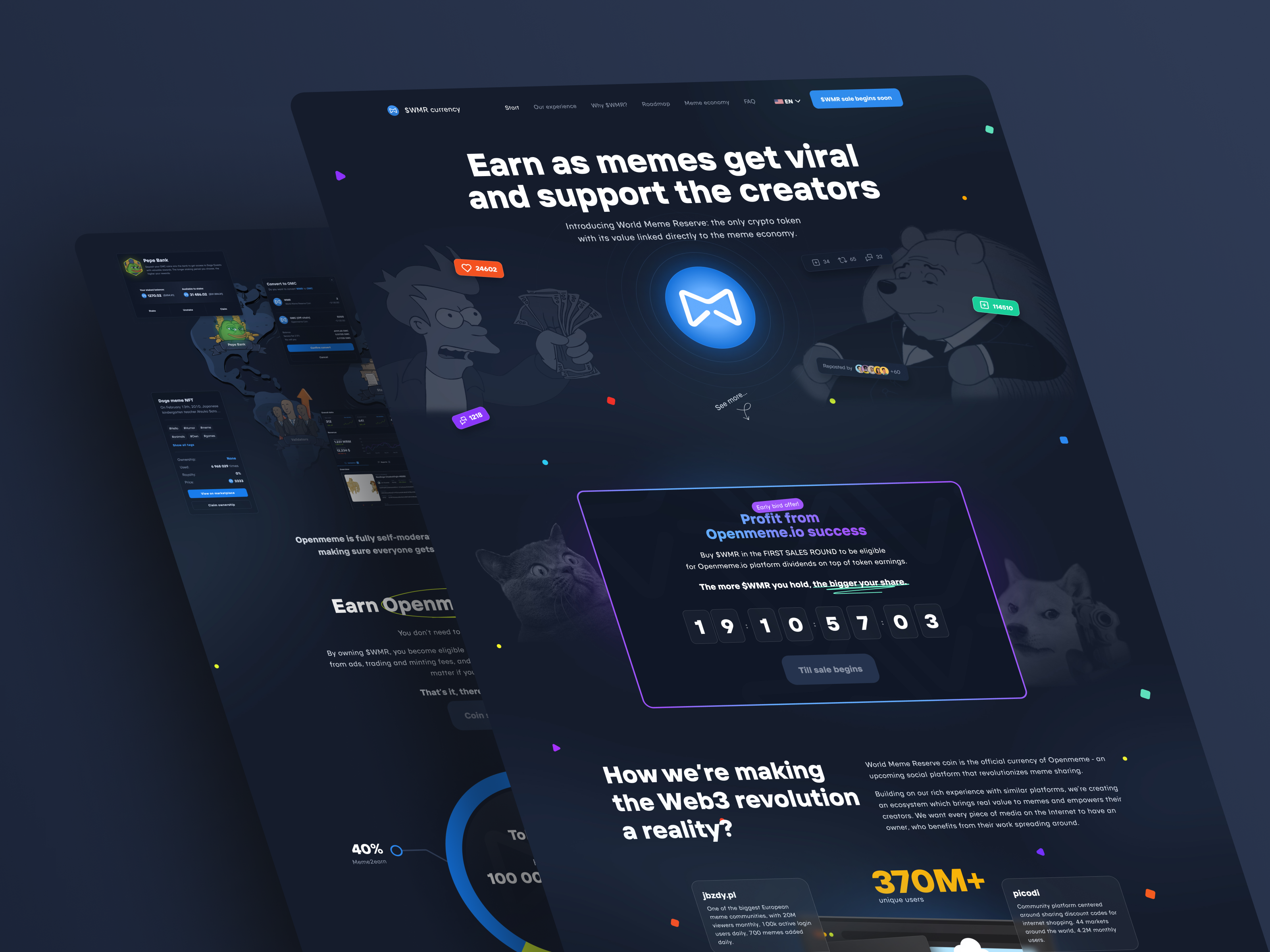 Openmeme: $WMR crypto token Landing Page 9gag crypto crypto token daily daily ui doge hero landing page meme memes nft nft marketplace nft trading openmeme pepe platform poland web design web3 website