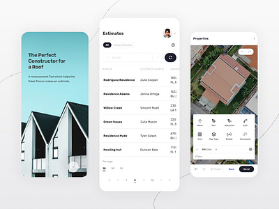 Mobile app - Roofing Service agency app app design architecture branding construction design design agency estimate home illustration minimalistic mobile design modern projects roofing sales servicy studio uiux