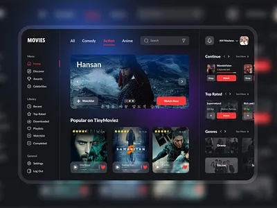 Movies TV Web Design Concept app design graphic design typography ui ux