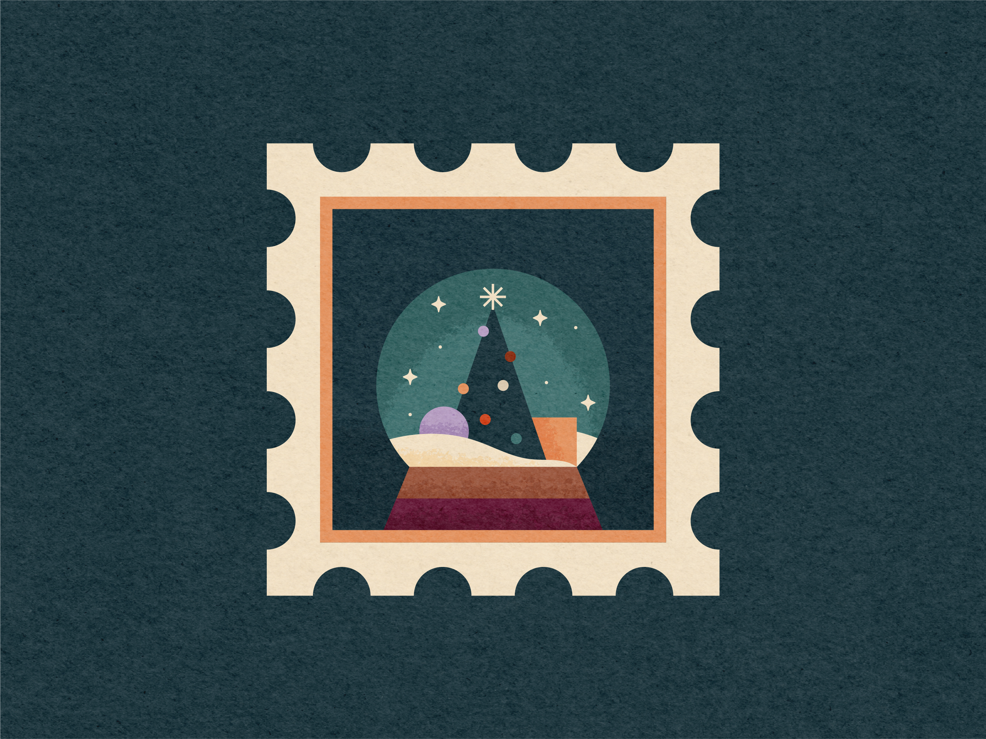 Example of Christmas Stamps: Snow Globe