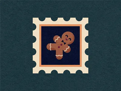 Christmas Stamp: Gingerbread Man christmas figure flat gingerbread man holidays illustration stamp stamps texture vector vintage xmas
