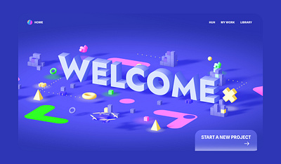 Welcome Page - Spline 3d 3d design 3d landing page adobe xd graphic design landing page spline ui user interface design ux web design welcome page