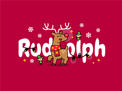 Rudolph - Christmas t-shirts animal cartoon character christmas cute elf flat funny gift illustration mascot merry christmas outline product design rudolph santa claus snowflakes t shirt t shirt design vector