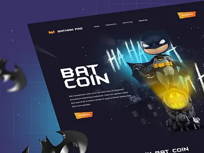 BatCoin Crypto Currency batman bitcoin coin crypto crypto currency fintech joker landing listing meme coin metaverse roadmap web design