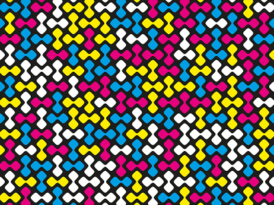 Metasquircle Pattern (CMYK Colour) black blobs cmyk colorful colour connected cyan geometric magenta meta metaball metaballs pattern pattern design patterns rounded corners shape squares squircle yellow