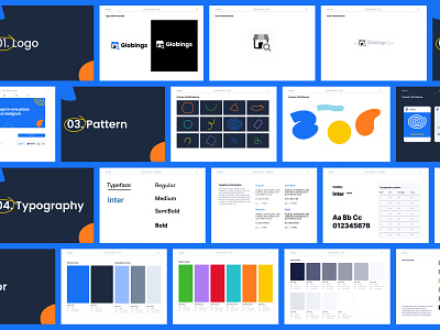 Globings - Guidelines advertising brand brand application branding colors design system digital marketing guidelines guides logo logotype mockups patterns product design typography