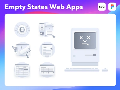 Empty States Web Apps empty state empty states gradient icon interface placeholder saas ui web app web icons