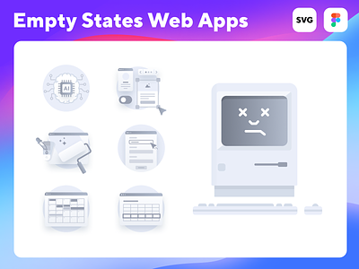 Empty States Web Apps empty state empty states gradient icon interface placeholder saas ui web app web icons
