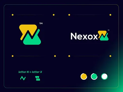 N + X letter logo (Nexox) abstract app brand identity branding code design graphic design identity identity branding letter logo logos modern logo monogram n x letter logo nx logo icon symbol tech logo technology