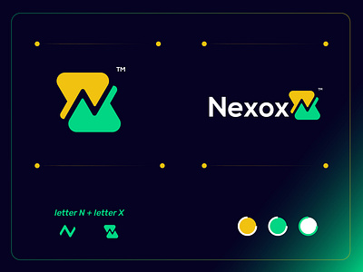 N + X letter logo (Nexox) abstract app brand identity branding code design graphic design identity identity branding letter logo logos modern logo monogram n x letter logo nx logo icon symbol tech logo technology