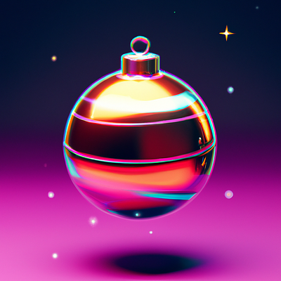 🎄 Retro Synth Christmas Bauble 3d art 80s abstract art ball bauble christmas decoration design graphic design holiday holographic illustration iridescent retro synth