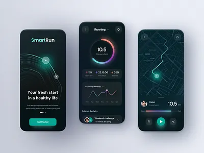 Fitness App - Running Tracker app cardio fitness gym health health startup interface jogging mobile mobile app run running self care sport tracker ui ux workout