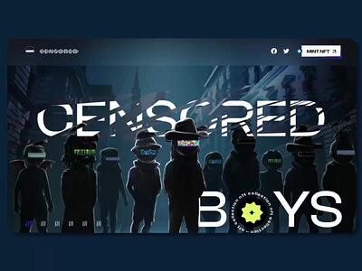 Censored Boys - Landing Page blockchain collection crypto cryptocurrency defi interaction landing landing page mint motion graphics nft pool roadmap token ui ux webdesign website animation website design website ui