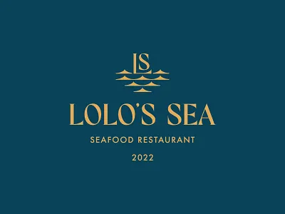 Lolo's Sea Seafood Restaurant Logo design blue branding food gold golden logo luxury ocean restaurant sea seafood
