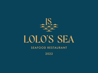 Lolo's Sea Seafood Restaurant Logo design blue branding food gold golden logo luxury ocean restaurant sea seafood