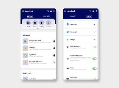 AppLock UI Design Template app applock applocker branding browser design graphic design illustration lock locker logo template typography ui uidesign uiux uix ux uxdesign vector