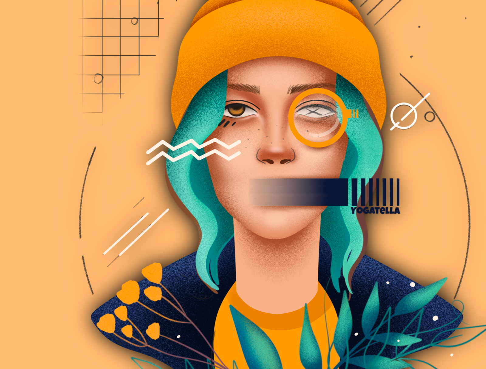 A Portrait of the Artist as an Illustrator art artist beanie branding colorful conceptual art cover creative writing eyewear face glasses hairstyle illustration illustrator marketing personal branding portrait poster design storytelling turquoise hair