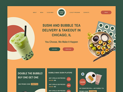 Website for Bubble Maki branding brightcolors colorful copywrite design fastcasualrestaurant fooddelivery sushi sushidelivery ui ux websitedesign