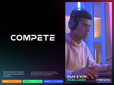 COMPETE - Online Gaming app branding clean creative crypto design illustration landing logo minimal minimalistic product type typography ui web website