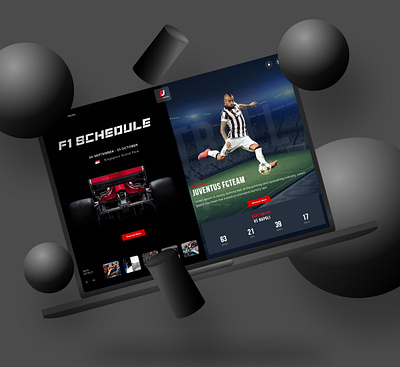 Live score | results | stats - Landing page app car design ferrarri football soccer ui ux