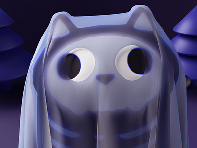 Spooky cat II 3d 3d animation 3d model 3d modelling animal art animal character animal illustration blender blender 3d cat cute ghost halloween illustration low polygon simple