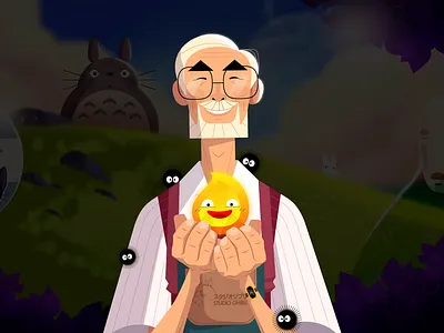 Hayao Miyasaki 2d 2d animation animation calcifer character character animation characterdesign design fire flame framebyframe ghibli illustration loop rig totoro