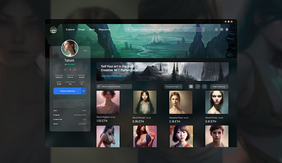 NFT Marketplace page UI/UX Design. animation app design landing page marketplace nft prototype ui ux